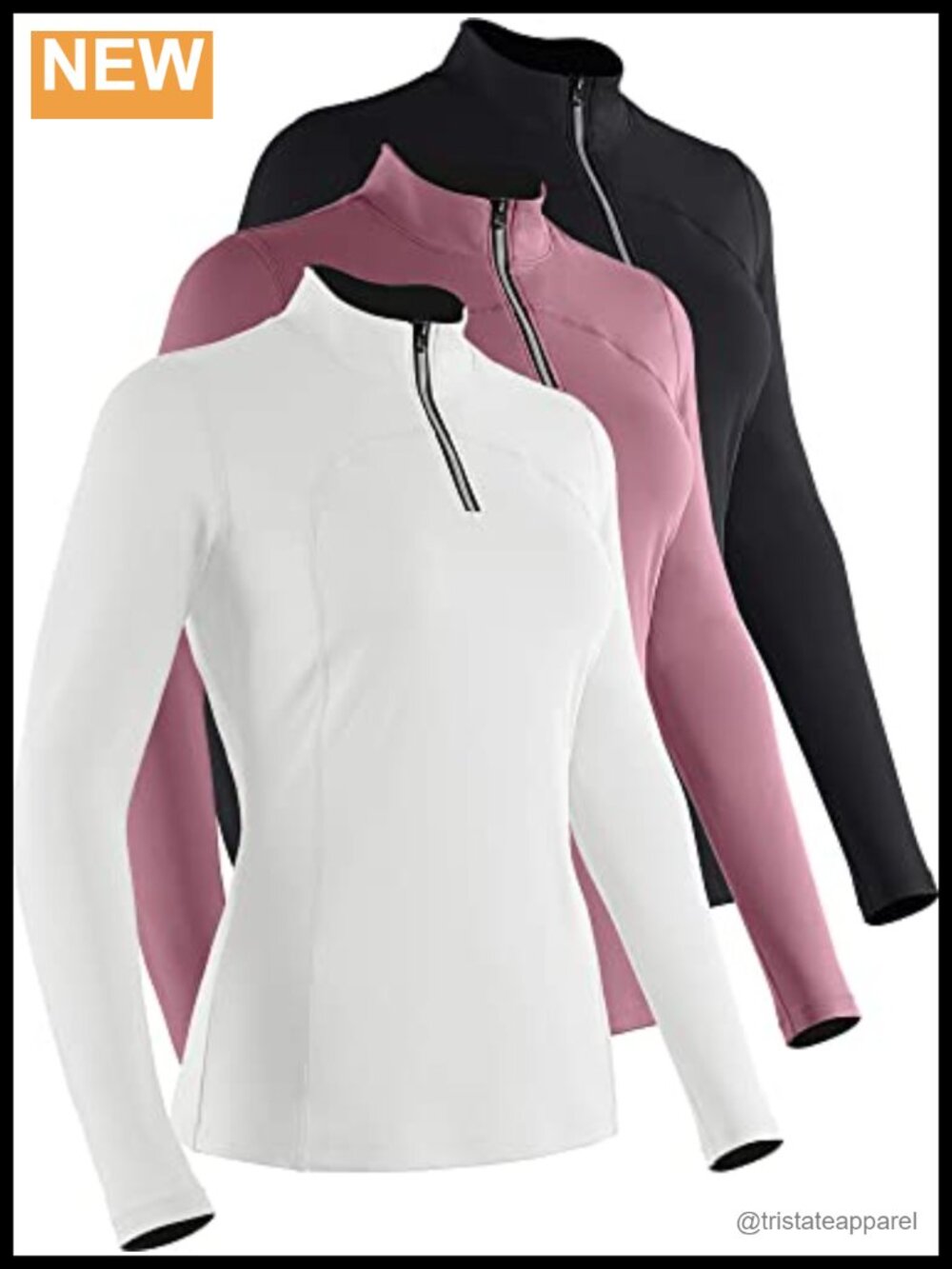 Women's Long Sleeve Half Zip Workout Top Slim Fit Moisture Wicking Activewear